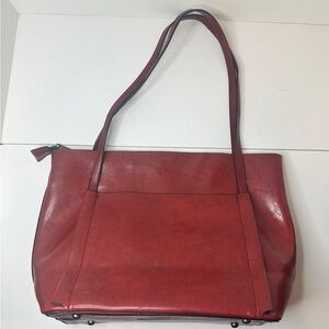 Classic Burgundy Red Leather Shoulder/Tote Bag with detachable strap